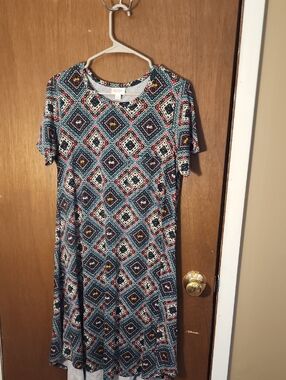 LuLaRoe Multicolor Diamond Print Midi Dress